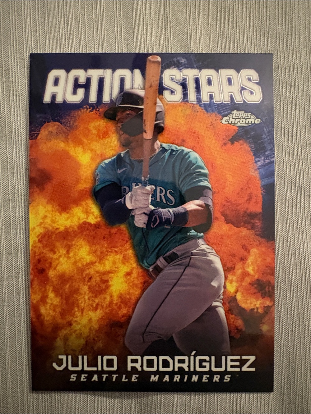 Topps Action Stars Julio Rodríguez - Teal and Orange Baseball Card
